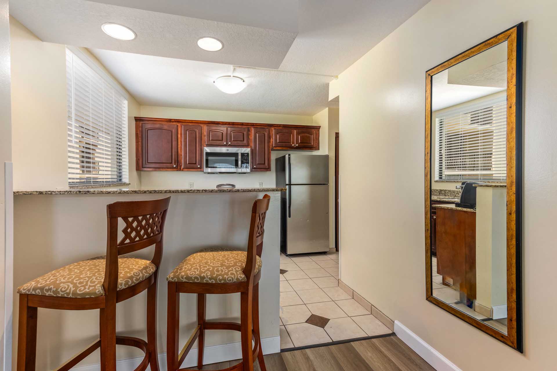 Kitchen with a mirror